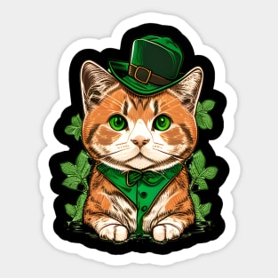 Gentleman Cat Ready For St. Patrick's Day Cat Lover Sticker